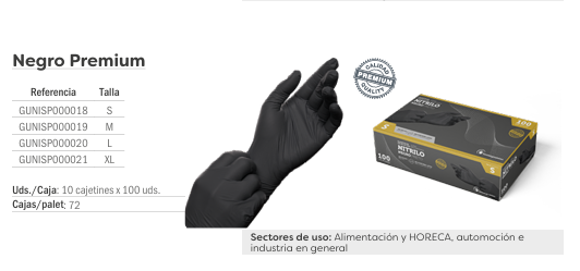 GUANTES NITRILO NEGRO T/L